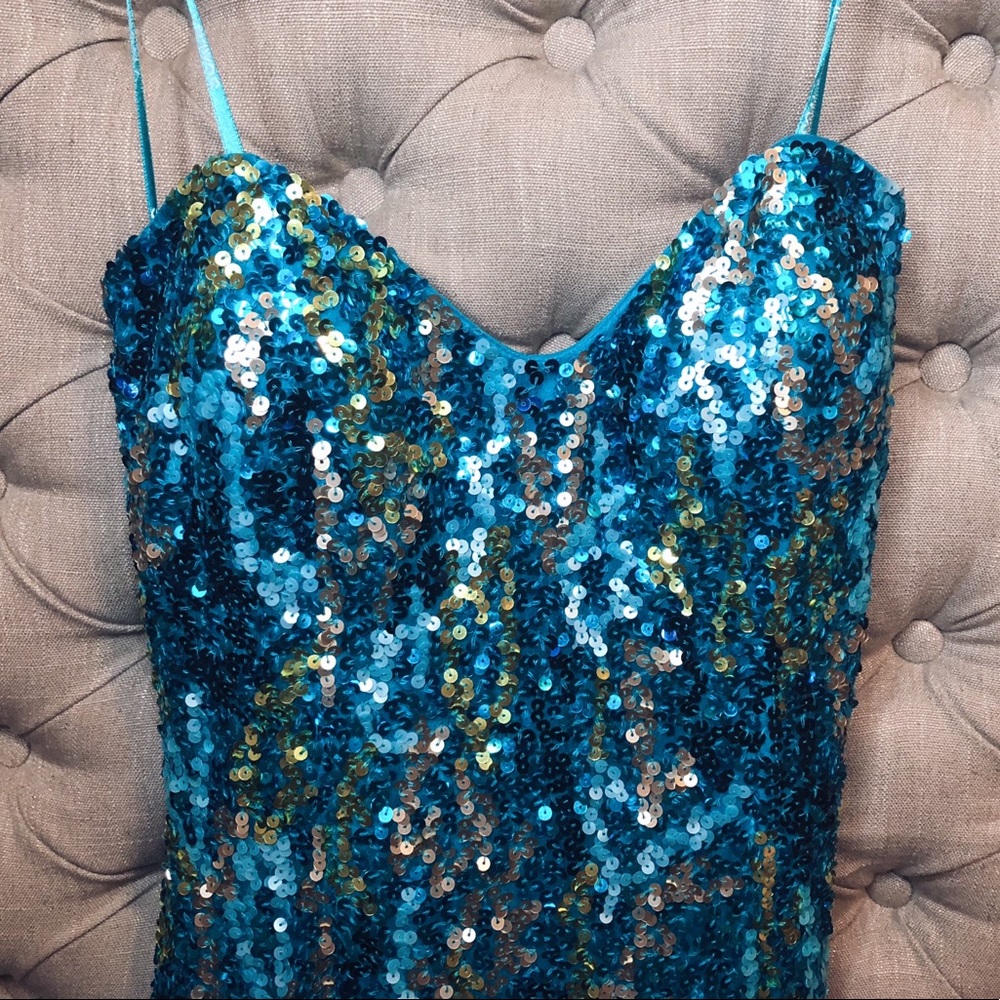 Blue short strapless dress - Picture 1 of 5